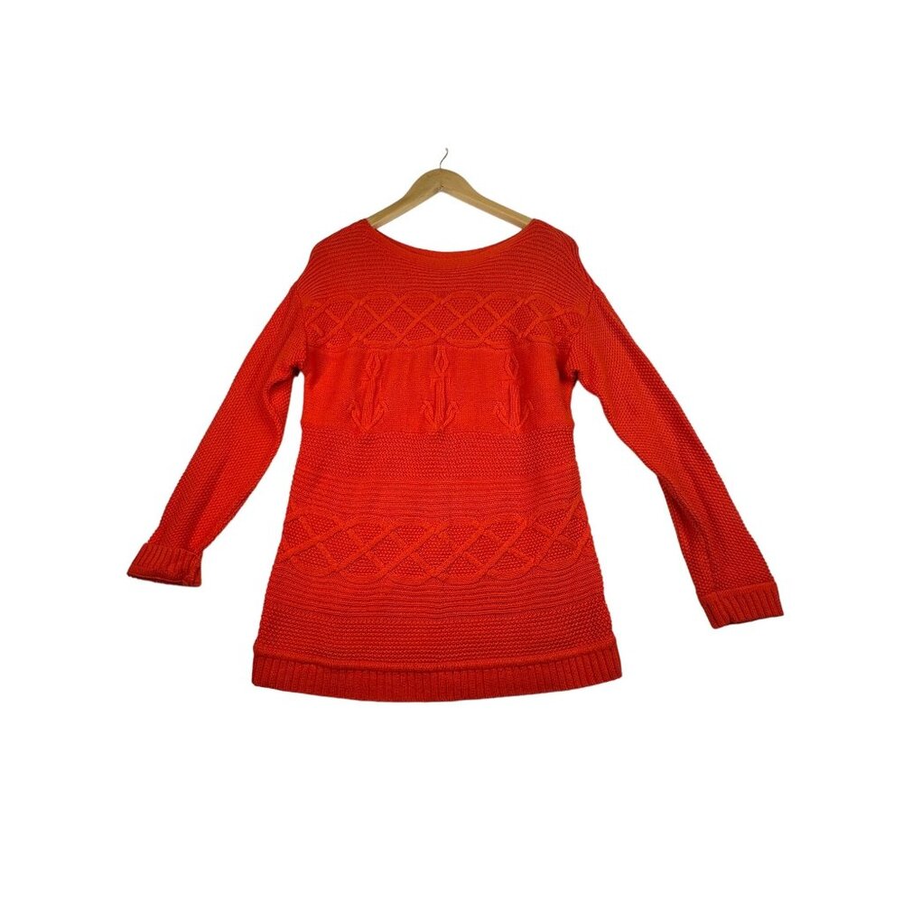 Talbots‎ Nautical Boatneck Cable Knit Sweater size Large petite Orange